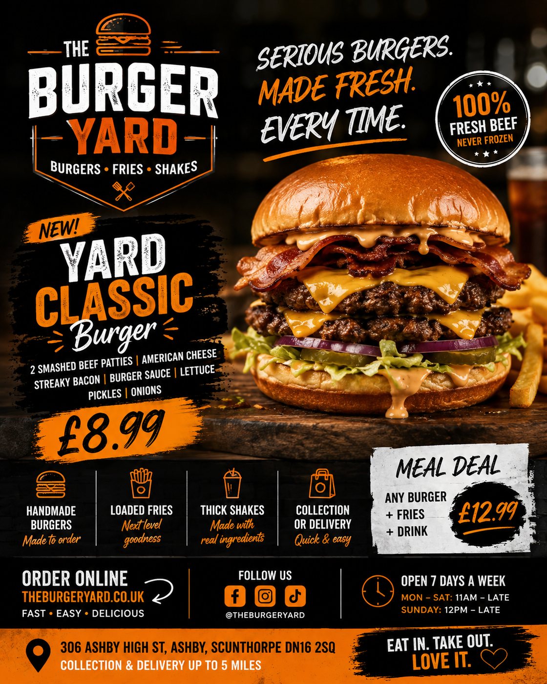 Burger restaurant social media concept