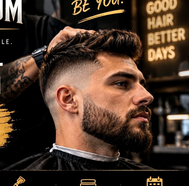Barber working on a haircut