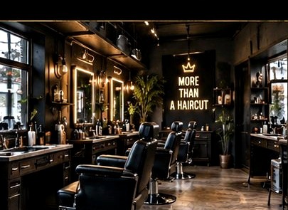 Dark barber studio interior